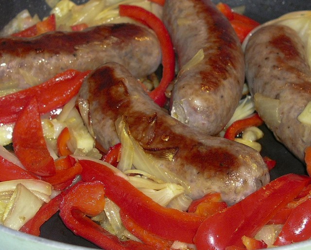Sausages with Peppers and Onions